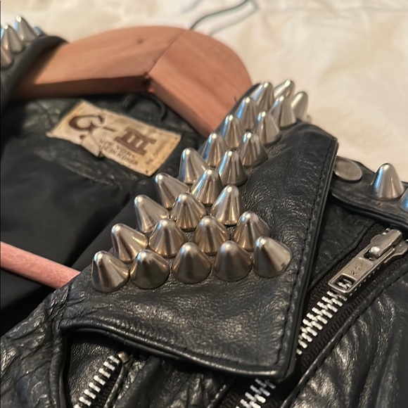 Black Leather Jacket with Spikes - Picture 2 of 7